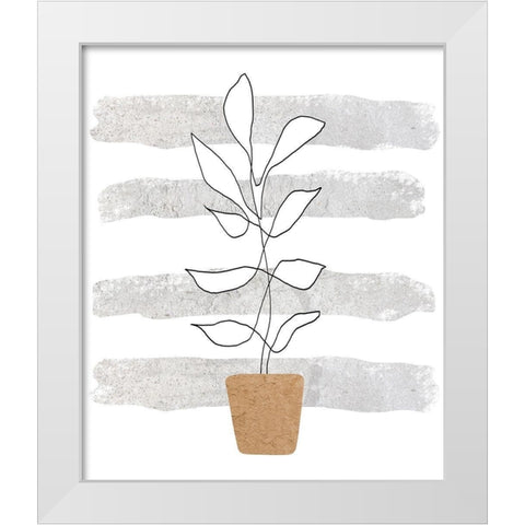 Scandi Plant White Modern Wood Framed Art Print by Longfellow Designs
