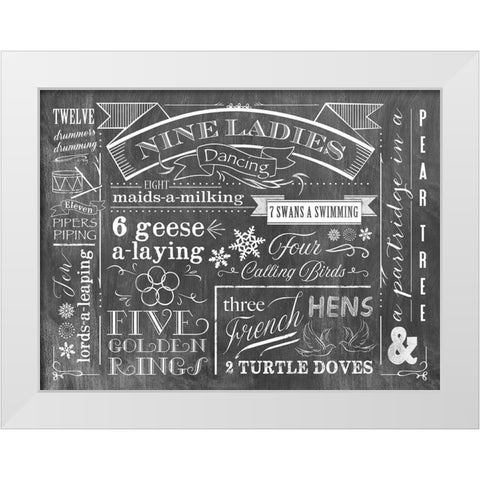 12 Days of Christmas White Modern Wood Framed Art Print by Longfellow Designs