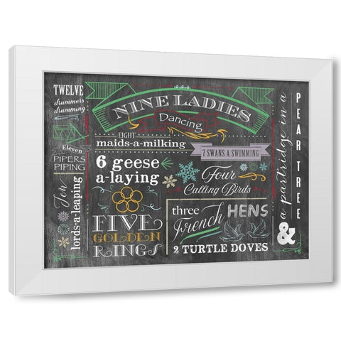 12 Days - Color White Modern Wood Framed Art Print by Longfellow Designs