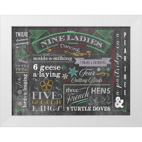 12 Days - Color White Modern Wood Framed Art Print by Longfellow Designs