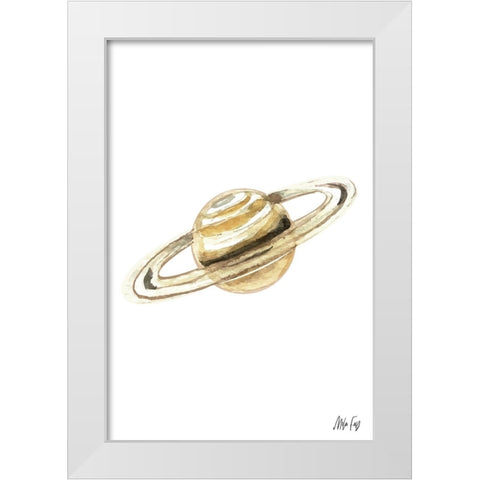 Saturn White Modern Wood Framed Art Print by Fay, Mela