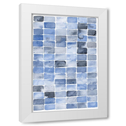 Blue Abstract White Modern Wood Framed Art Print by Fay, Mela