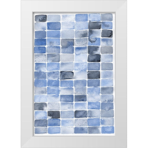 Blue Abstract White Modern Wood Framed Art Print by Fay, Mela