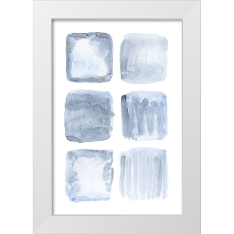 Blue Abstract IV White Modern Wood Framed Art Print by Fay, Mela