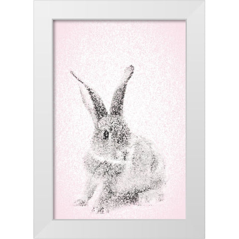 Pink Bunny I White Modern Wood Framed Art Print by Fay, Mela
