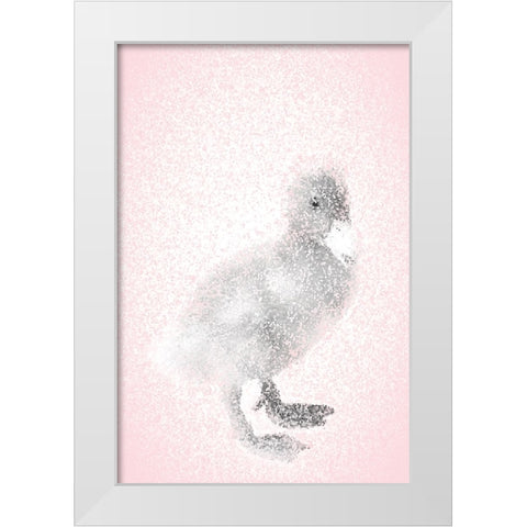 Pink Duckling I White Modern Wood Framed Art Print by Fay, Mela