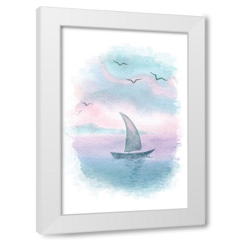 Sailboat Landscape I White Modern Wood Framed Art Print by Fay, Mela