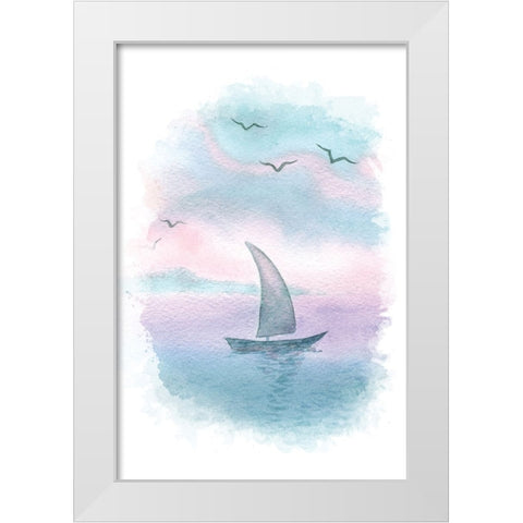 Sailboat Landscape I White Modern Wood Framed Art Print by Fay, Mela