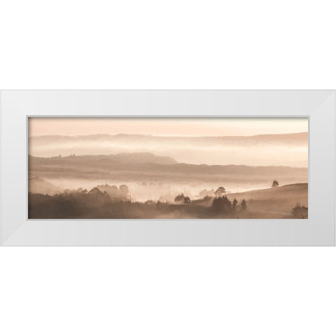 Foggy Forest White Modern Wood Framed Art Print by Fay, Mela
