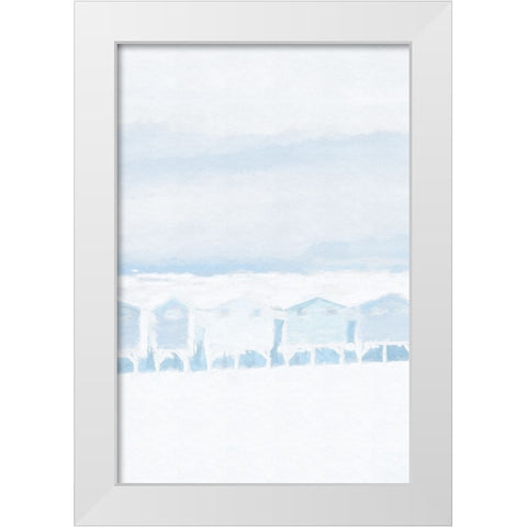 Blue Coastal Shacks II White Modern Wood Framed Art Print by Fay, Mela