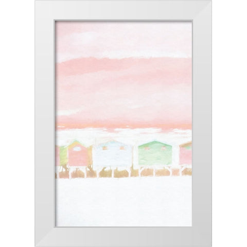 Pink Coastal Shacks I White Modern Wood Framed Art Print by Fay, Mela