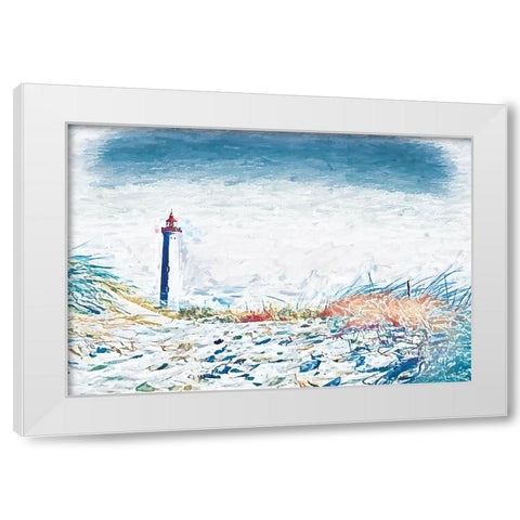 Lighthouse View White Modern Wood Framed Art Print by Fay, Mela