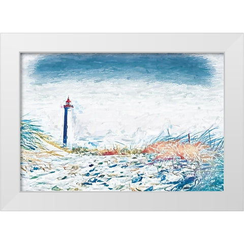 Lighthouse View White Modern Wood Framed Art Print by Fay, Mela