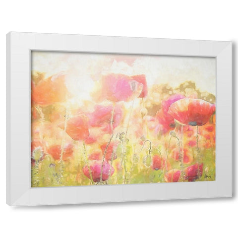 Poppy I White Modern Wood Framed Art Print by Fay, Mela