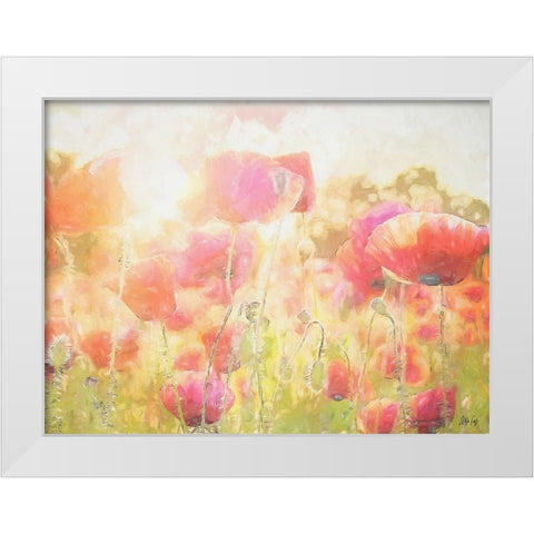 Poppy I White Modern Wood Framed Art Print by Fay, Mela