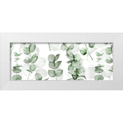 Eucalyptus Green White Modern Wood Framed Art Print by Fay, Mela