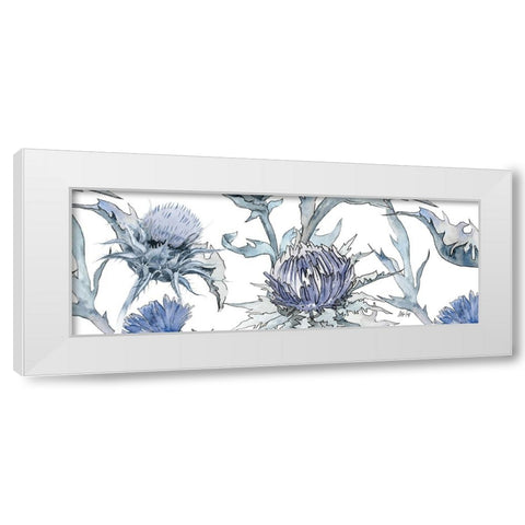 Thistle Zoom White Modern Wood Framed Art Print by Fay, Mela