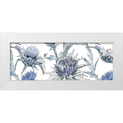 Thistle Zoom White Modern Wood Framed Art Print by Fay, Mela