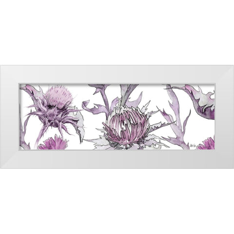 Thistle Zoom in Lavender White Modern Wood Framed Art Print by Fay, Mela