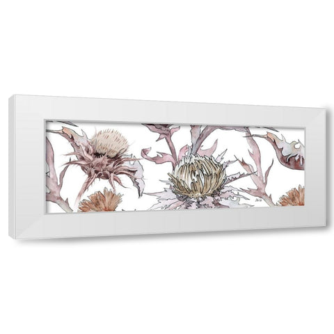 Thistle Zoom in Yellow White Modern Wood Framed Art Print by Fay, Mela