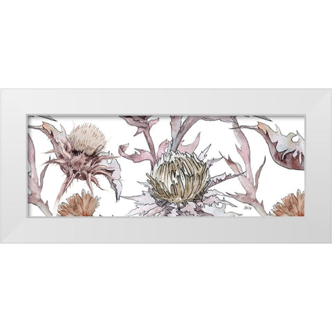 Thistle Zoom in Yellow White Modern Wood Framed Art Print by Fay, Mela