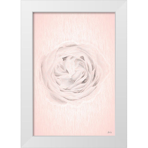 Powder Rose White Modern Wood Framed Art Print by Fay, Mela