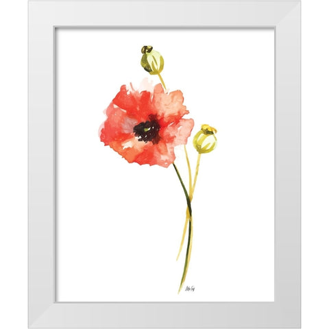 Red Poppy White Modern Wood Framed Art Print by Fay, Mela