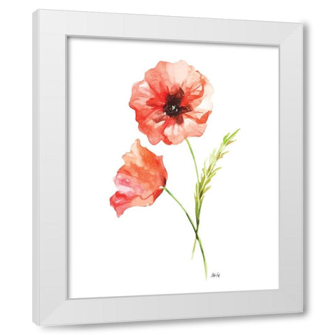 Red Poppy II White Modern Wood Framed Art Print by Fay, Mela