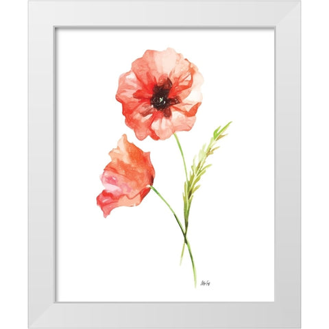 Red Poppy II White Modern Wood Framed Art Print by Fay, Mela