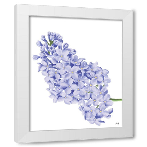 Lilac Flower White Modern Wood Framed Art Print by Fay, Mela