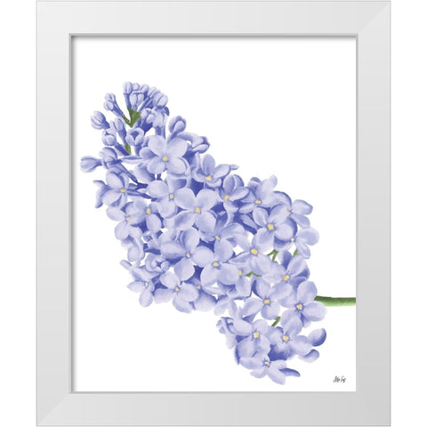 Lilac Flower White Modern Wood Framed Art Print by Fay, Mela