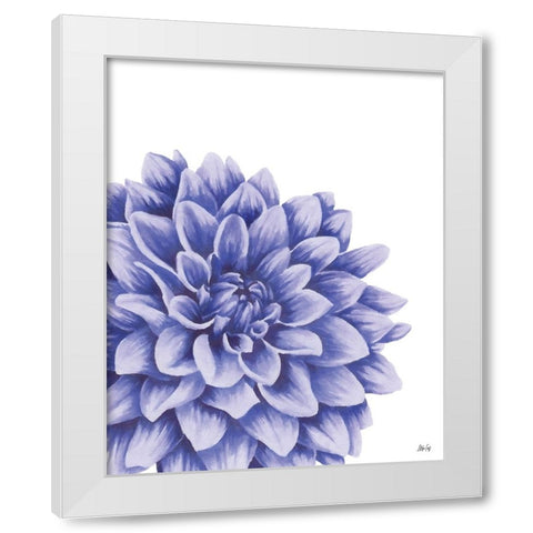 Blue Chrysanthemum II White Modern Wood Framed Art Print by Fay, Mela