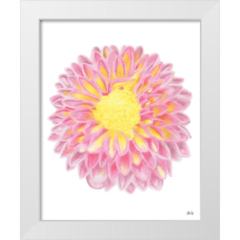 Pink Chrysanthemum White Modern Wood Framed Art Print by Fay, Mela