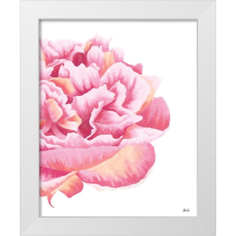 Pink Rose White Modern Wood Framed Art Print by Fay, Mela