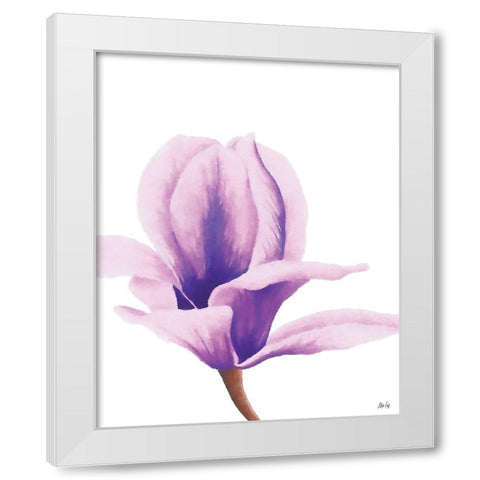 Purple Orchid White Modern Wood Framed Art Print by Fay, Mela