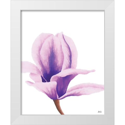 Purple Orchid White Modern Wood Framed Art Print by Fay, Mela