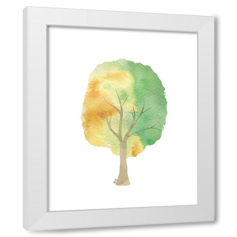 Green Tree II White Modern Wood Framed Art Print by Fay, Mela