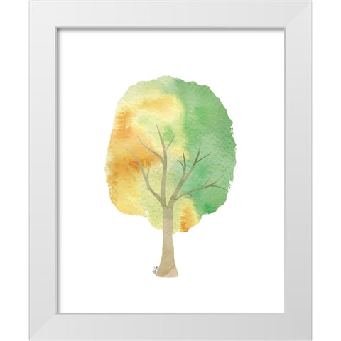 Green Tree II White Modern Wood Framed Art Print by Fay, Mela