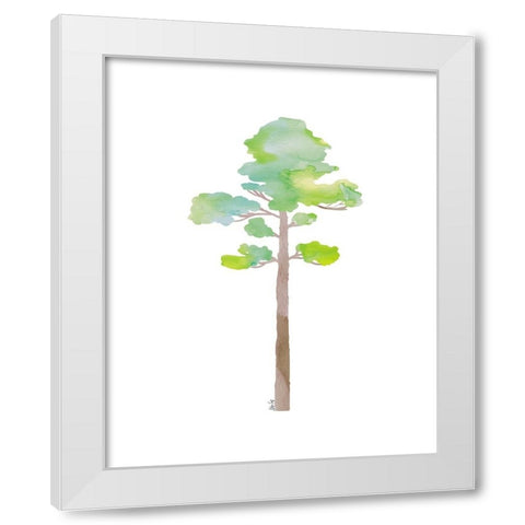 Green Tree V White Modern Wood Framed Art Print by Fay, Mela