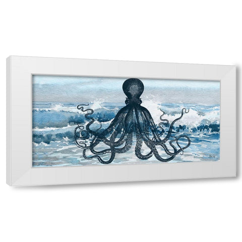Octopus White Modern Wood Framed Art Print by Fay, Mela