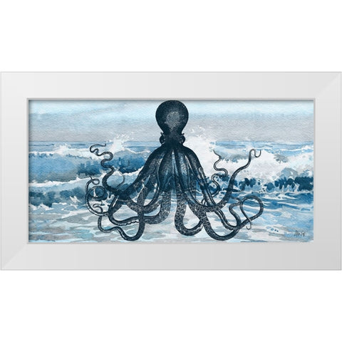 Octopus White Modern Wood Framed Art Print by Fay, Mela