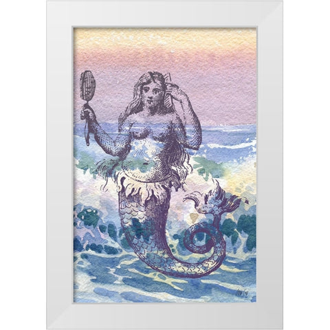 Mermaid White Modern Wood Framed Art Print by Fay, Mela