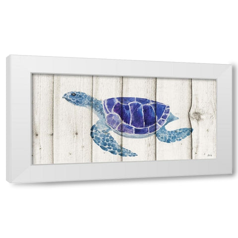 Turtle White Modern Wood Framed Art Print by Fay, Mela