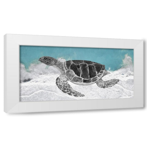 Turtle White Modern Wood Framed Art Print by Fay, Mela