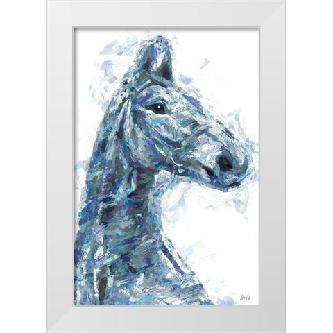 Horse in Blue II White Modern Wood Framed Art Print by Fay, Mela