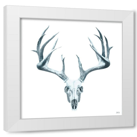 Antlers Full White Modern Wood Framed Art Print by Fay, Mela