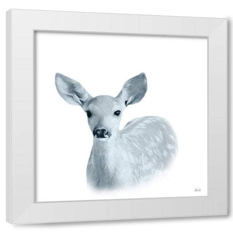 Baby Deer White Modern Wood Framed Art Print by Fay, Mela
