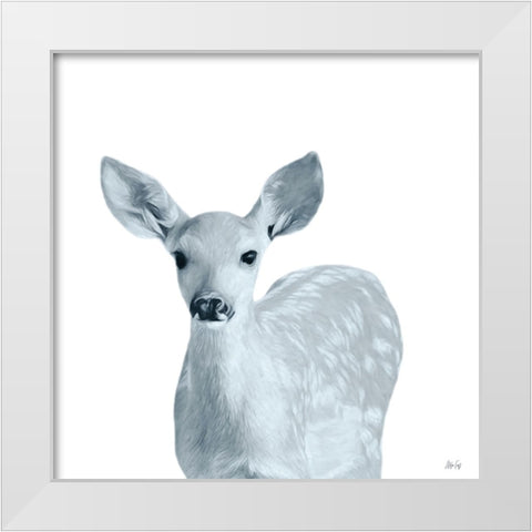Full Baby Deer White Modern Wood Framed Art Print by Fay, Mela