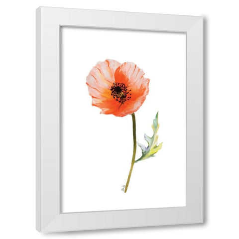 Poppy I White Modern Wood Framed Art Print by Fay, Mela