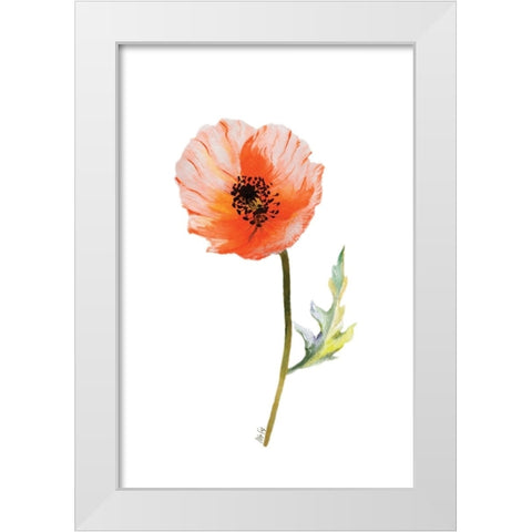 Poppy I White Modern Wood Framed Art Print by Fay, Mela